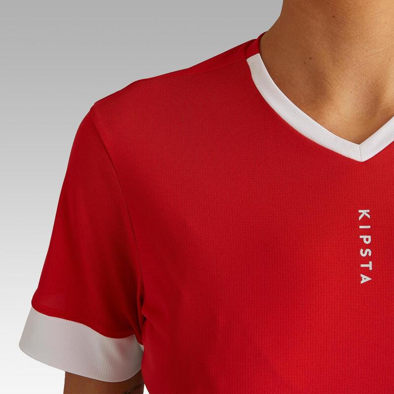 Camiseta de Fútbol F500 Mujer Rojo Blanco