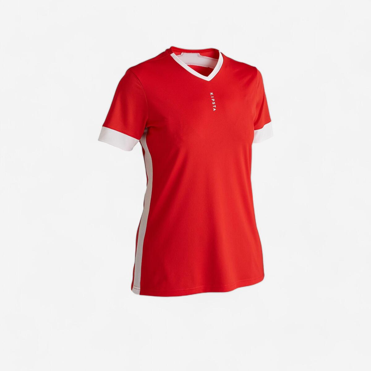 Maillot de football femme F500 rouge blanc