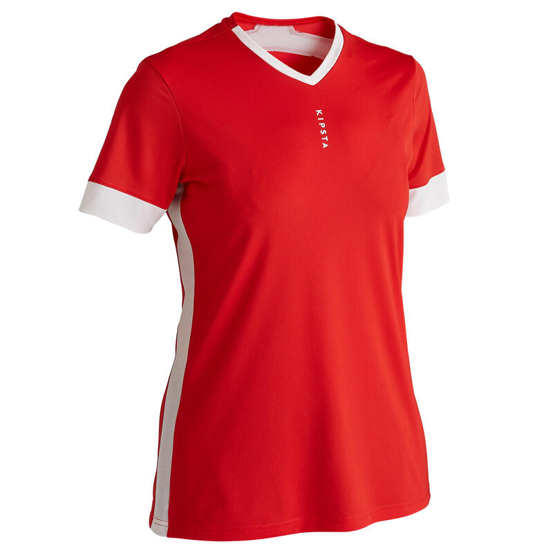 Maillot de football femme F500 rouge blanc