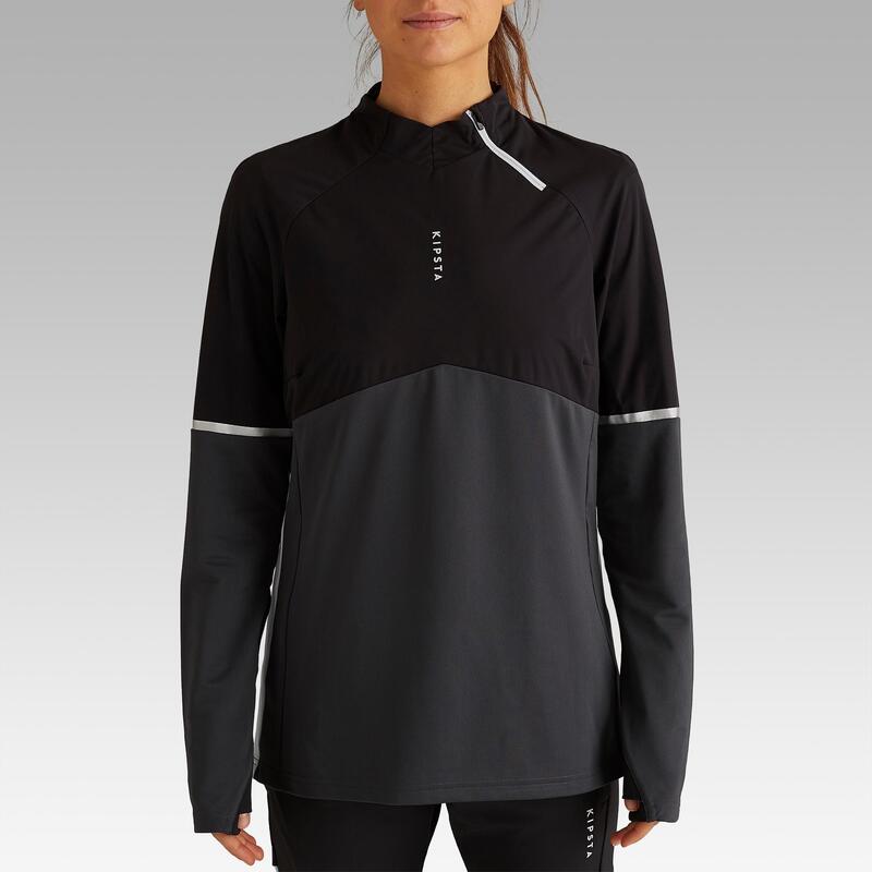 Sweat d'entrainement de football T500 femme noir