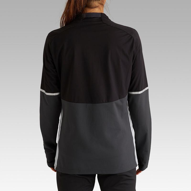 Sweat d'entrainement de football T500 femme noir