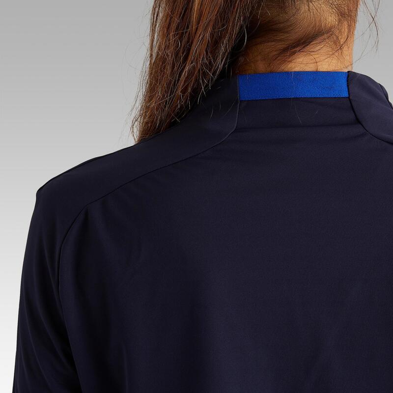 Sweat d'entrainement de football T500 femme bleu