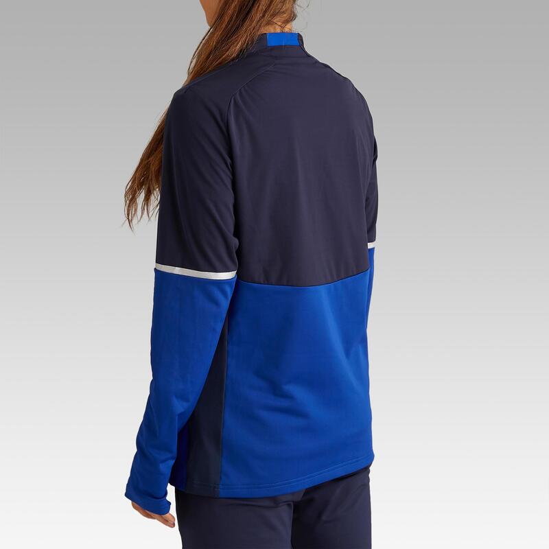 Trainingssweater voor voetbal dames T500 blauw