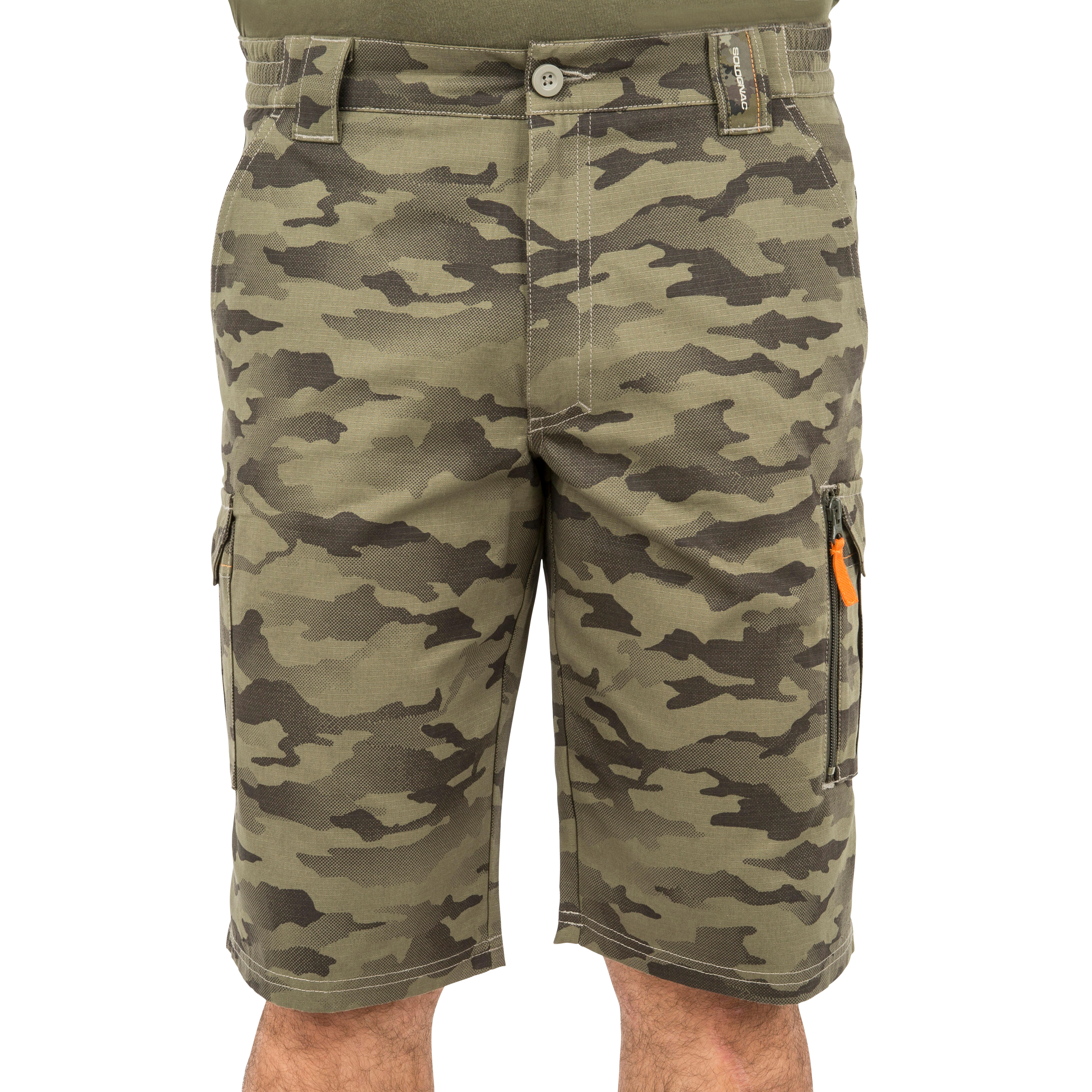 BERMUDA CARGO 500 CAMO HALFTONE GREEN - Decathlon