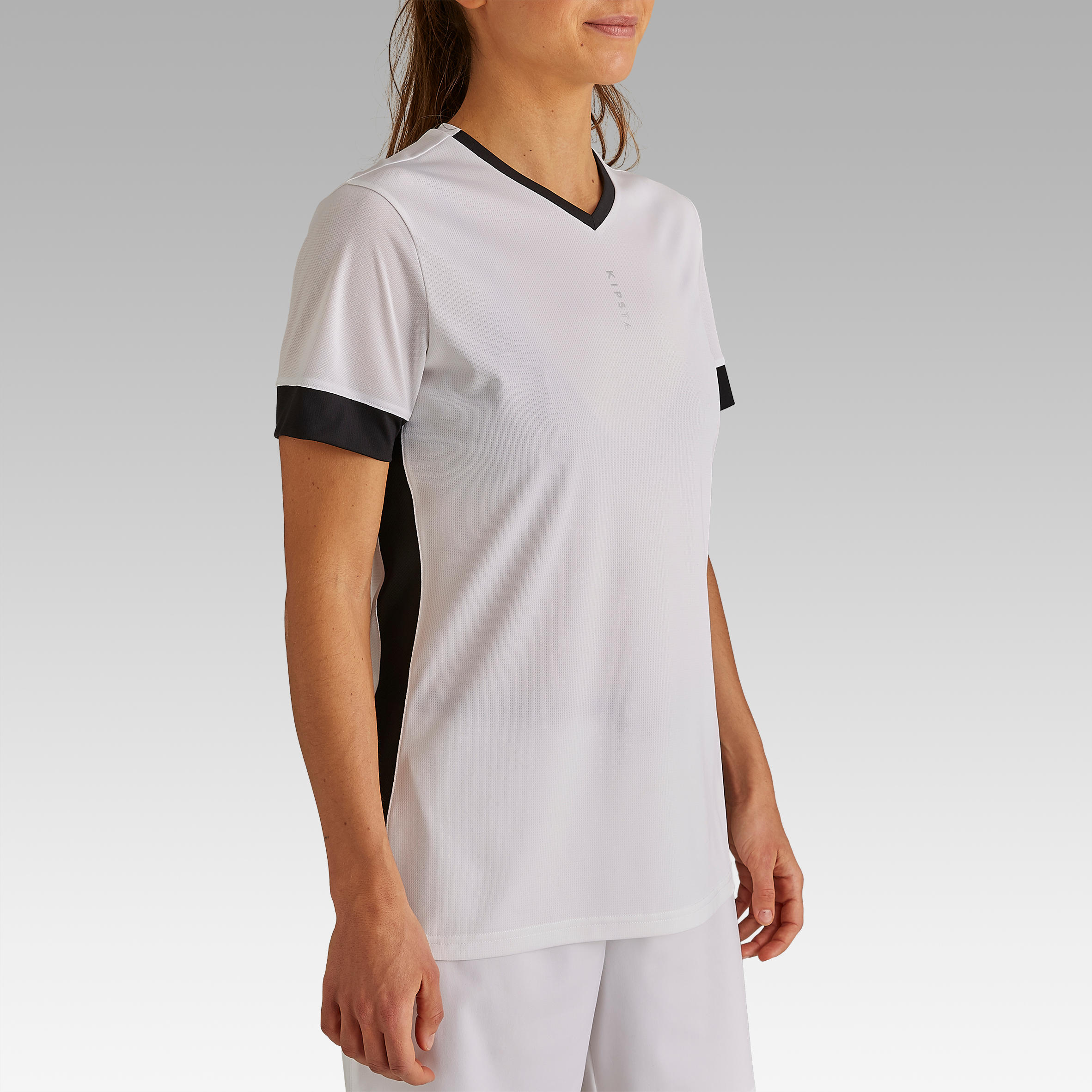 Camiseta de fútbol mujer F500 blanca negra