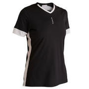 MAJICA KRATKIH RUKAVA ZA NOGOMET F500 ŽENSKA CRNO/BIJELA