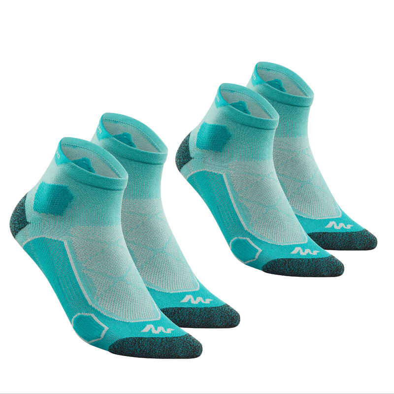 Mid-Length Mountain Hiking Socks. Forclaz 500 2 pairs - Green