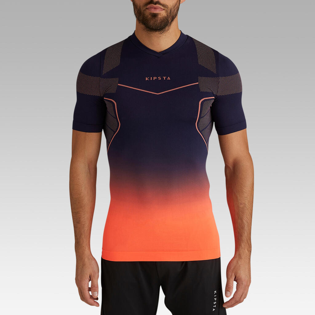 Funktionsshirt kurzarm Keepdry 500 atmungsaktiv Erwachsene violett/orange