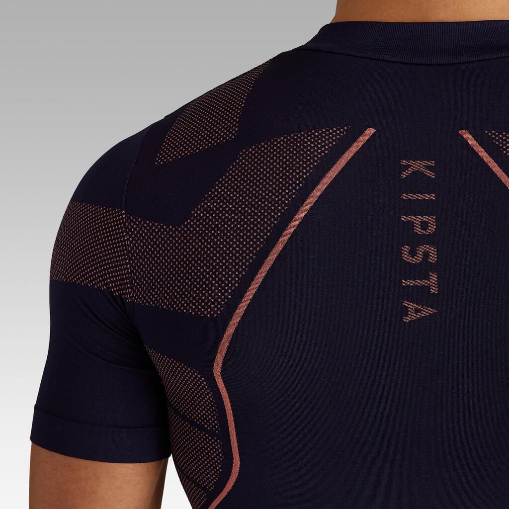 Funktionsshirt kurzarm Keepdry 500 atmungsaktiv Erwachsene violett/orange