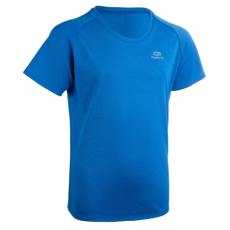T-shirt voor atletiek kinderen club personaliseerbaar blauw