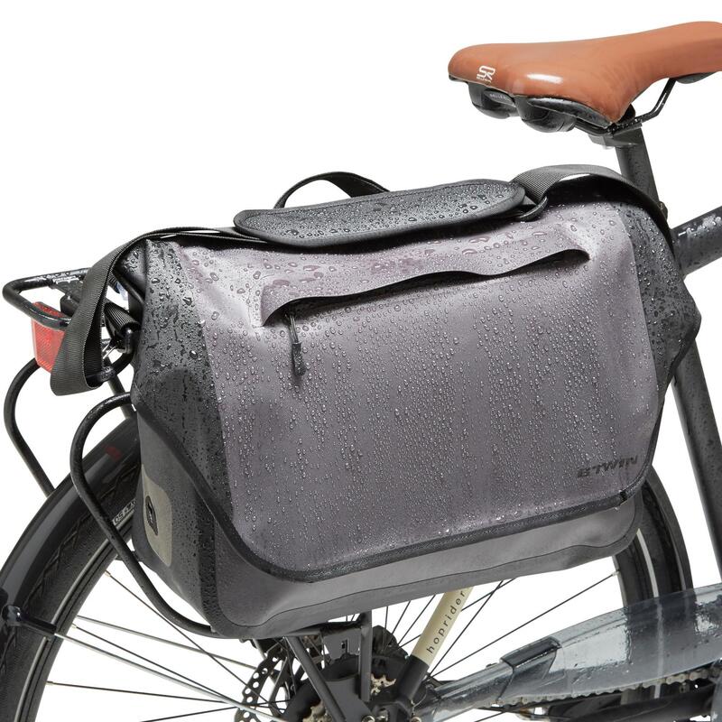 Alforja bicicleta bandolera 1X15L impermeable Btwin 900 gris
