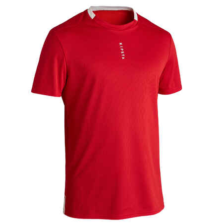 Camiseta de fútbol transpirable para adulto Kipsta Essentiel Club rojo