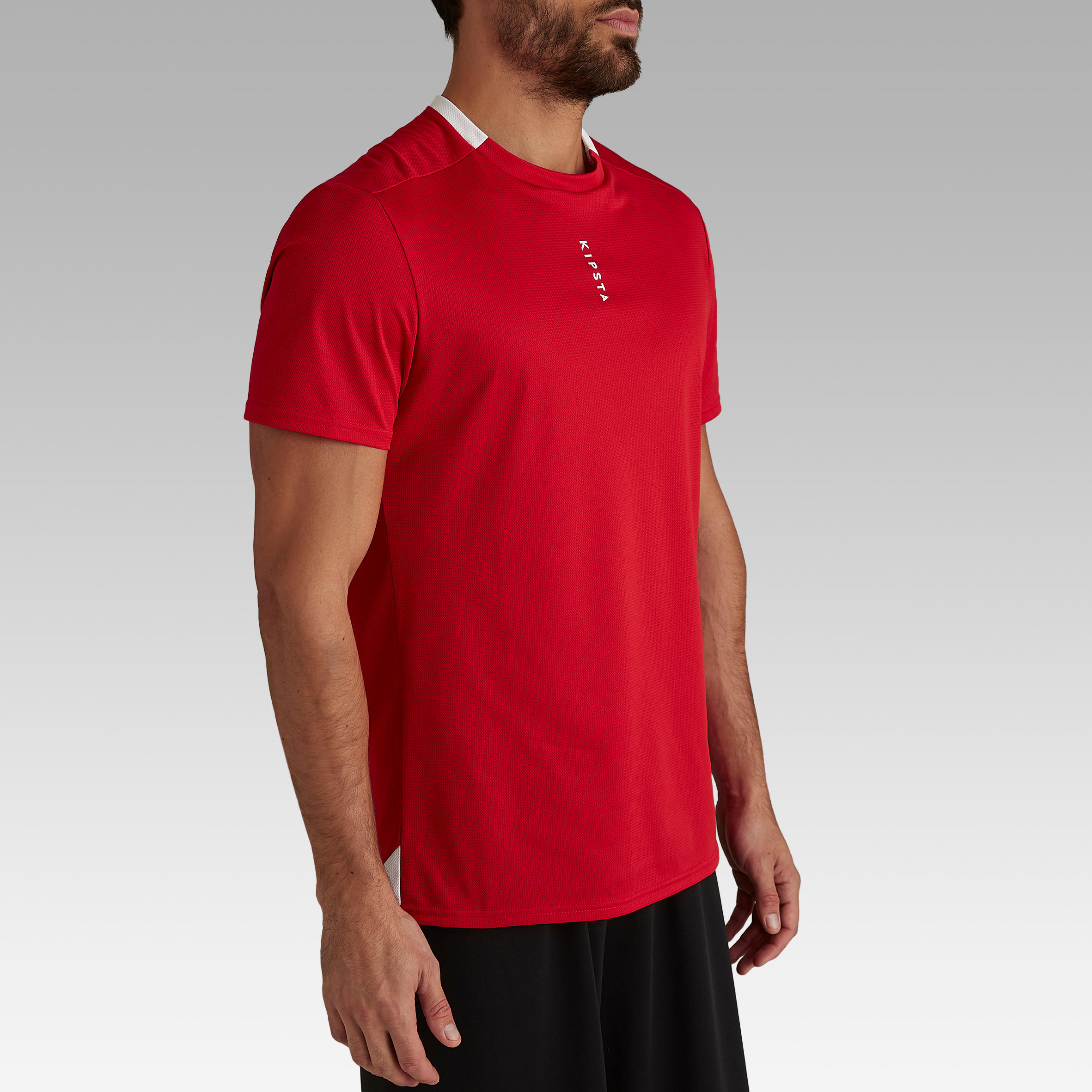 Soccer Shirt - Essential 100 - Scarlet red, Snow white - Kipsta - Decathlon