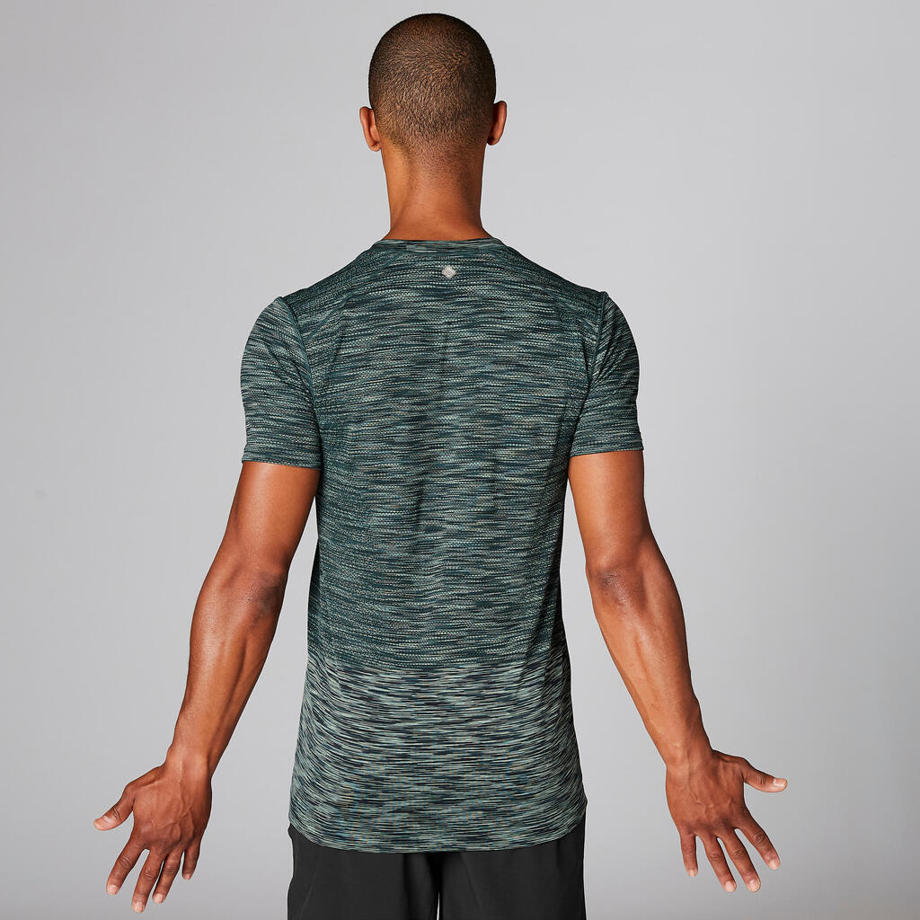 T-Shirt Yoga nahtlos Herren grün meliert