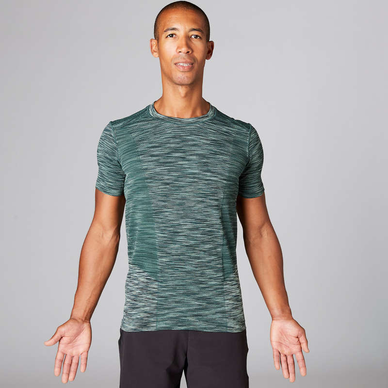 MAN YOGA APPAREL Clothing - Short-Sleeved Yoga T-Shirt DOMYOS - By Sport