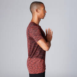 Seamless Short-Sleeved Yoga T-Shirt - Mottled Burgundy