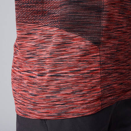 Seamless Short-Sleeved Yoga T-Shirt - Mottled Burgundy