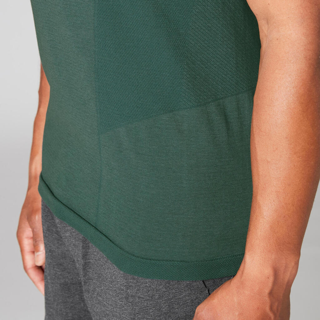 T-Shirt sanftes Yoga nahtlos Herren blau/grau