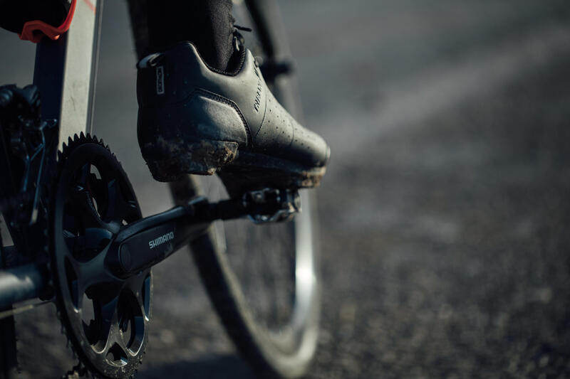 Fahrradschuhe Gravel und Rennrad mit Schnürung SPD GRVL 500 schwarz