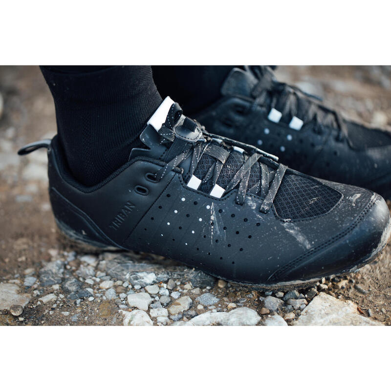 Fietsschoenen met veters voor gravelbike en racefiets GRVL 500 SPD zwart