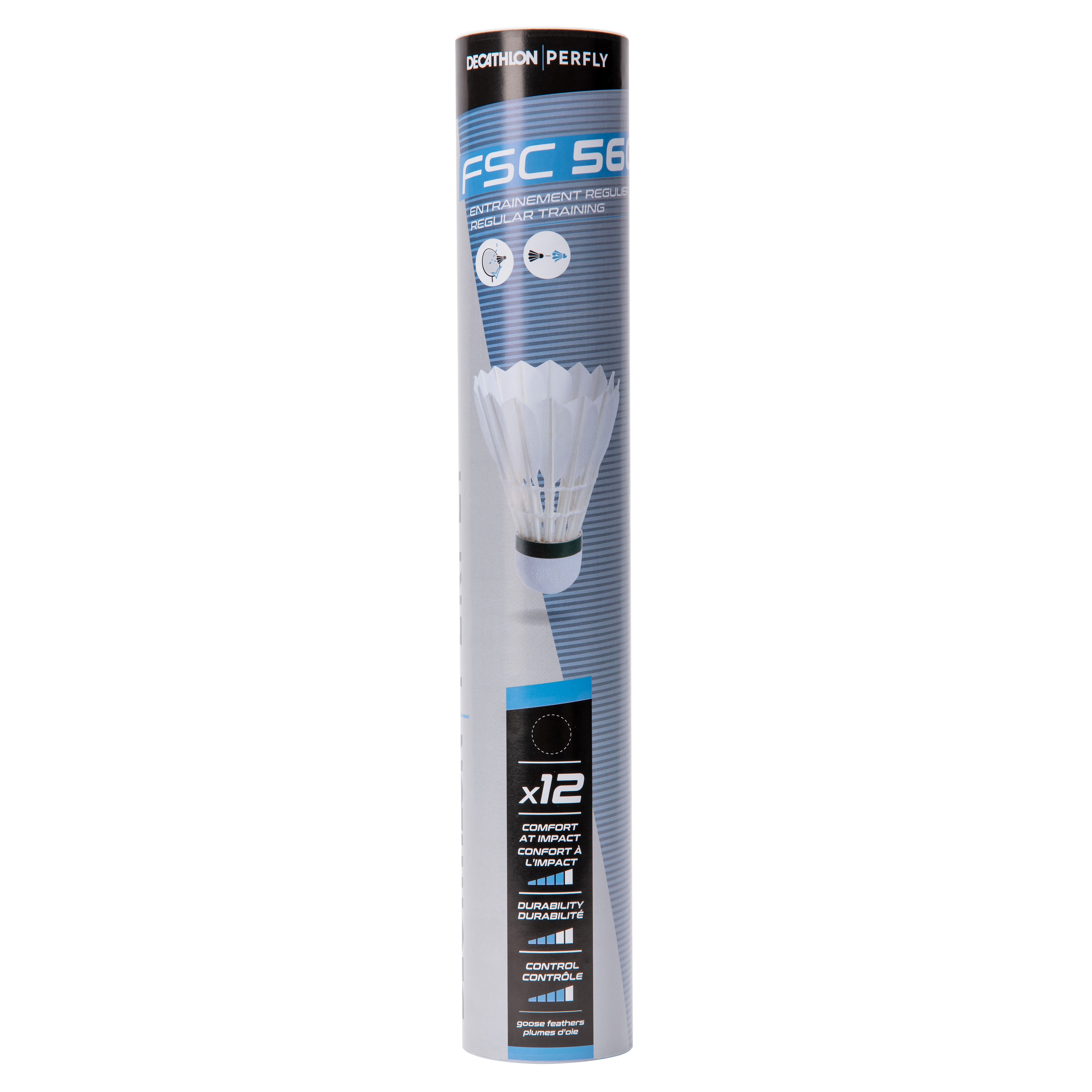Lot de 12 volants plumes fsc 560 vitesse 77 - Badminton - PERFLY- Clubs - Entreprises - Collectivités - Associations