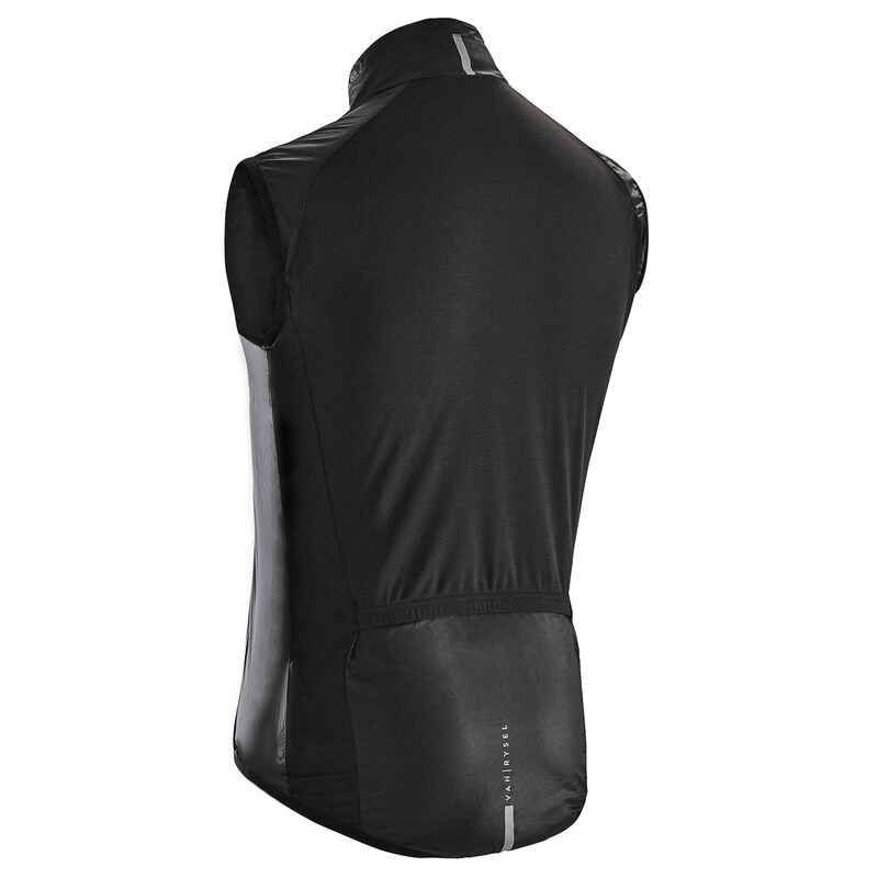 Men's Sleeveless Ultra-Light Road Cycling Windbreaker Racer - Black