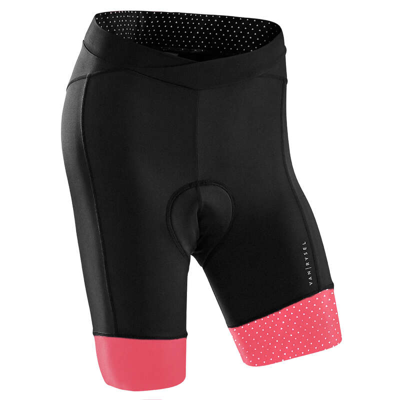 WOMEN WARM WEATHER ROAD APPAREL - RR 900 Women's Padded Cycling Shorts - Black/Pink VAN RYSEL
