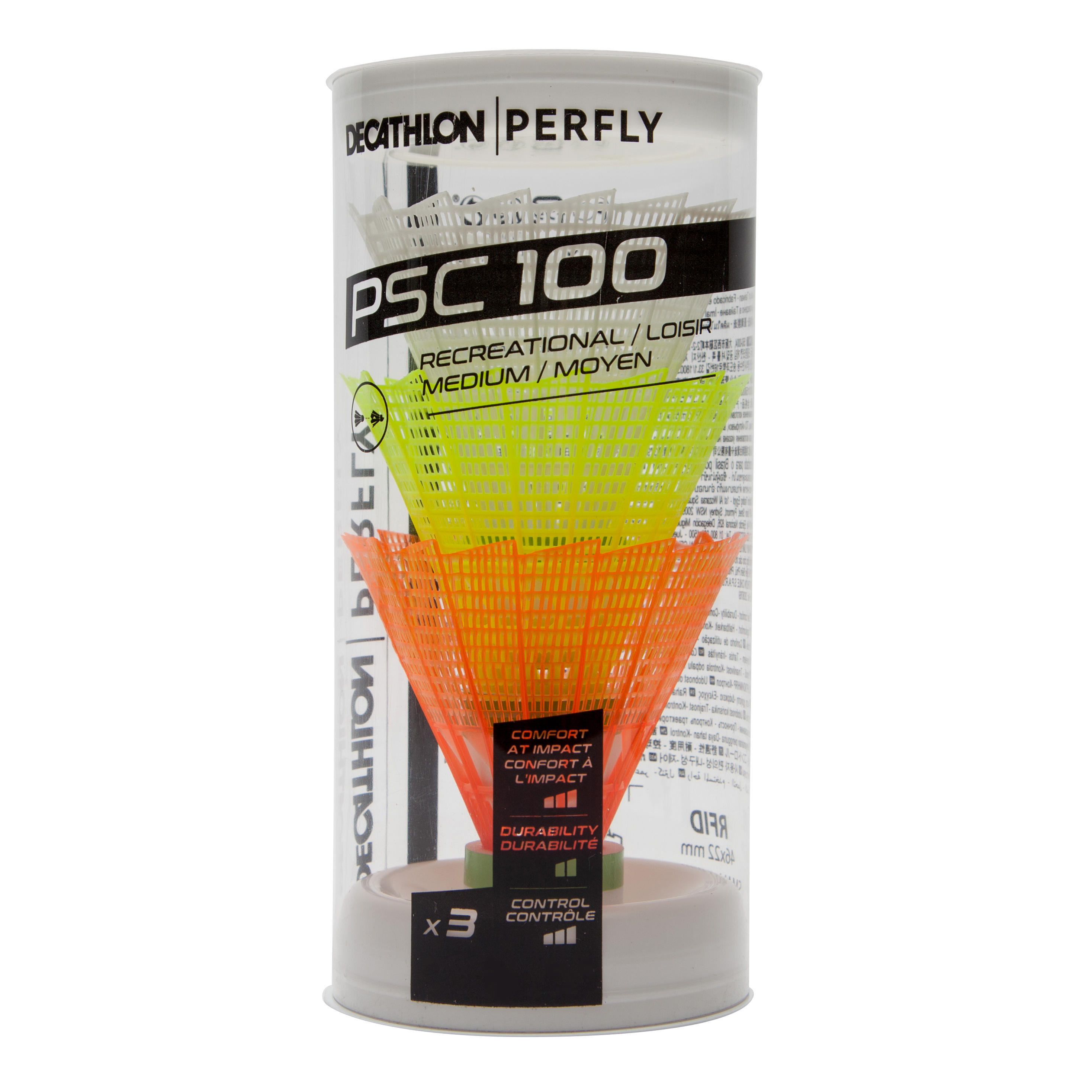 Volants de badminton paq. 3 - PSC 100 Blanc/Gris/Orange - PERFLY