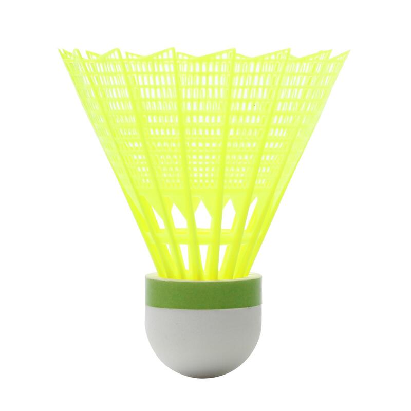 Badminton shuttles in plastic PSC 100 medium 6 stuks geel