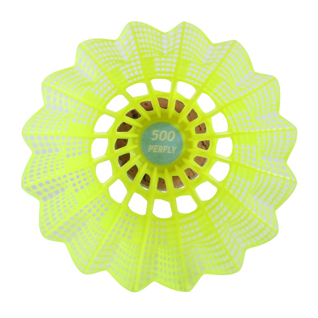 Žuta plastična loptica za badminton PSC 500 MEDIUM (6 komada)