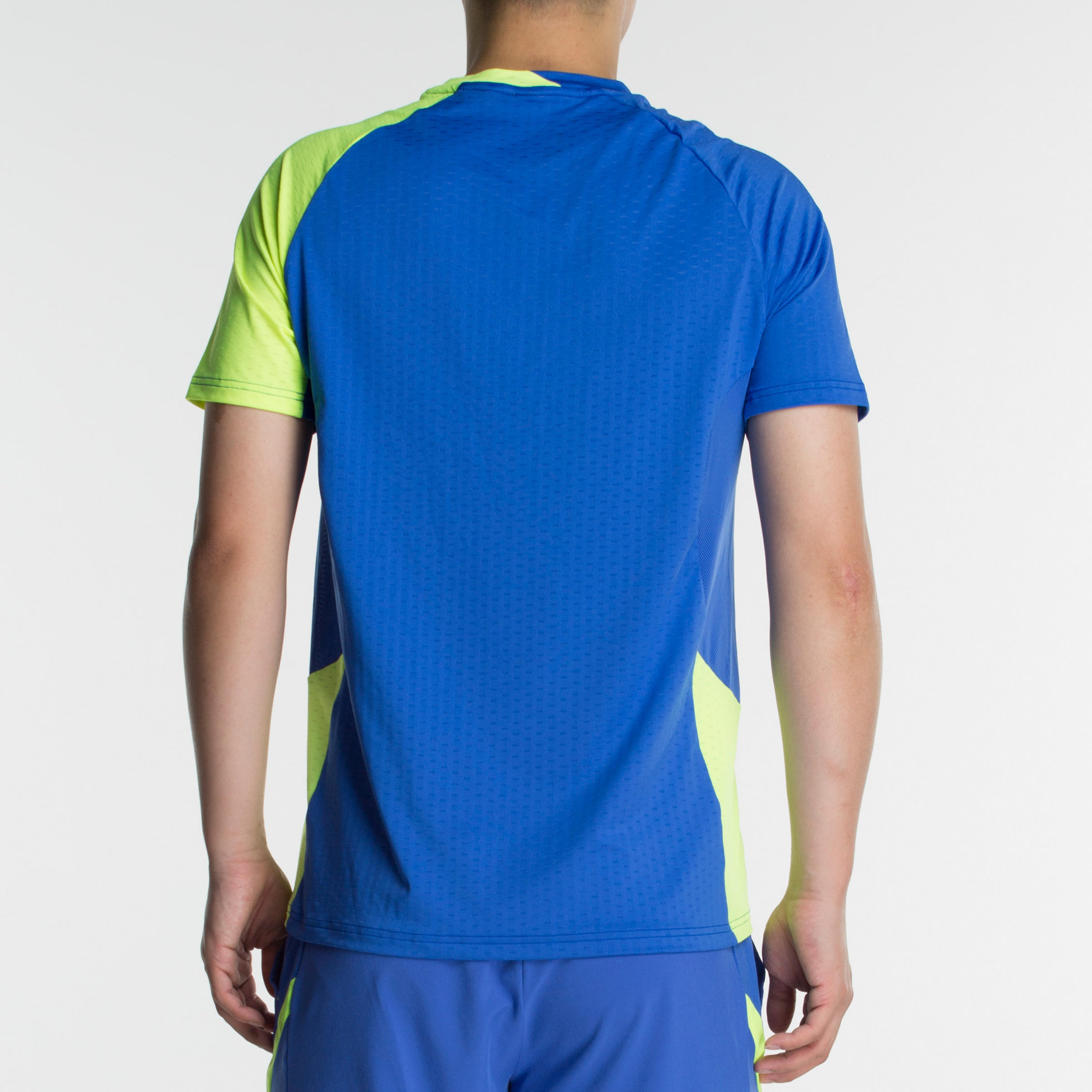 Samarreta de bàdminton màniga curta perfly 560 home blau i groc 4/32
