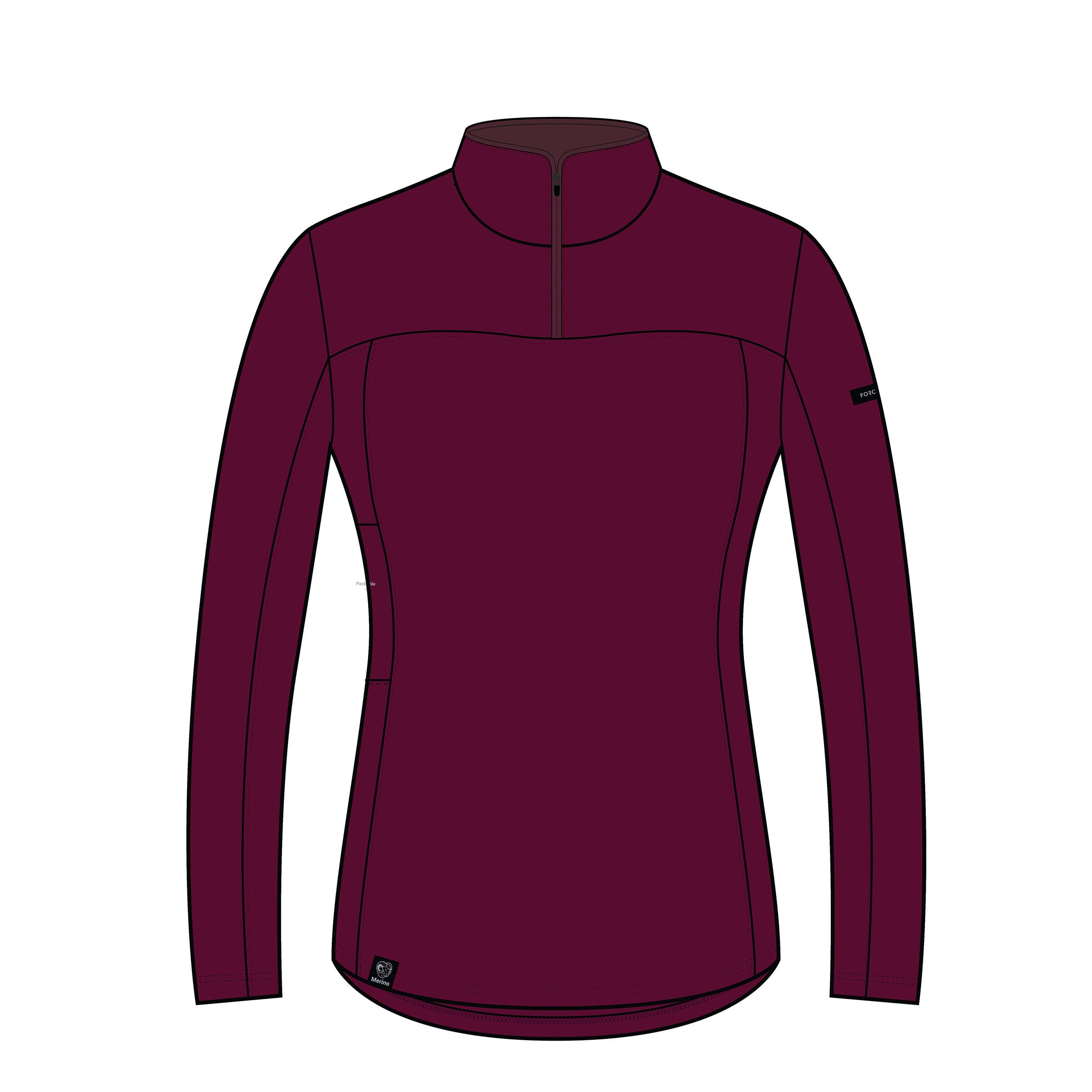 Women's Mountain Trekking Long-Sleeved T-Shirt  MT500 Merino Zip - purple 7/7