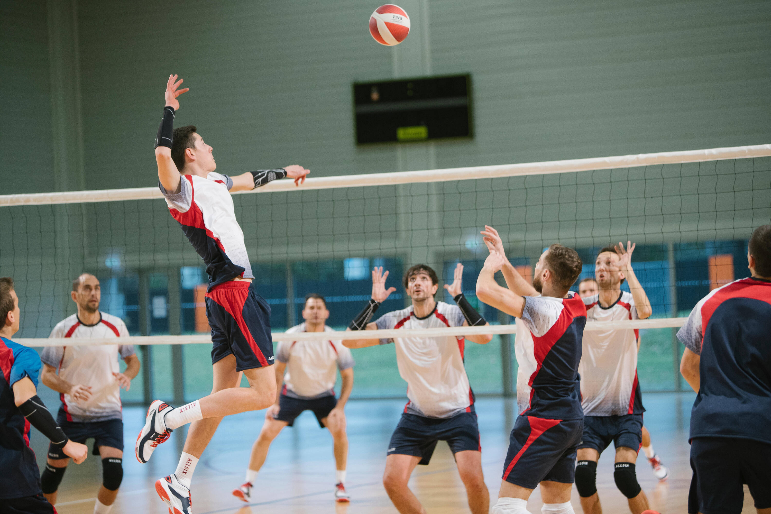 Volleyball Indoor Ball V900 White and Red -  3