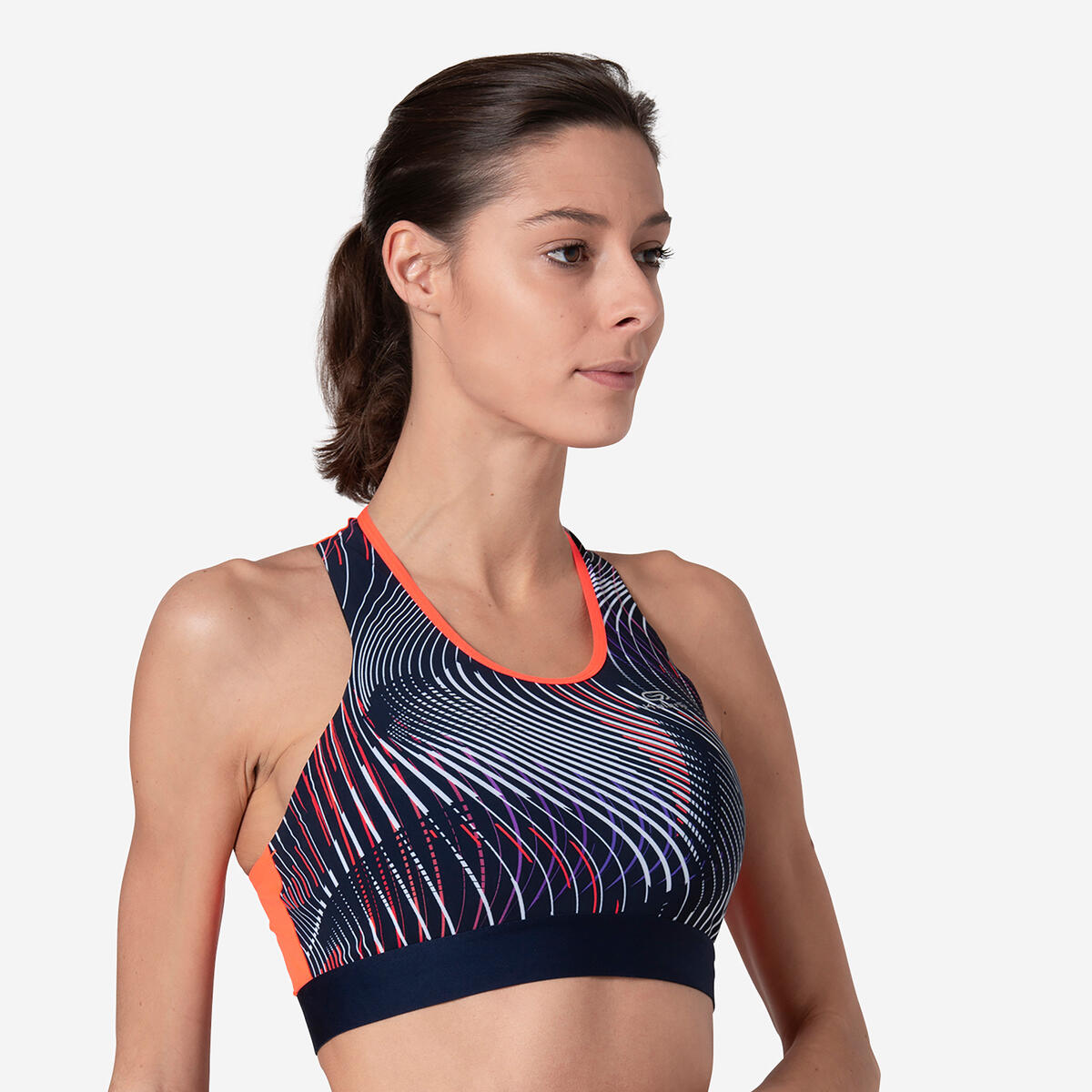 BRASSIERE D'ATHLETISME FEMME BLEUE ET ORANGE