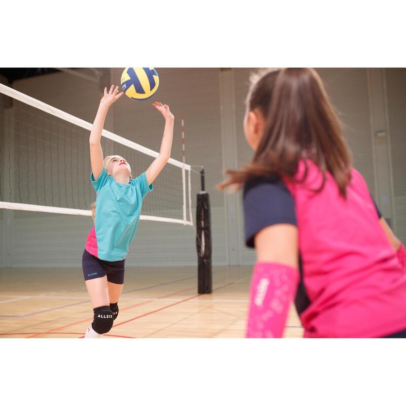 Camisola de Voleibol Menina V100 Verde e Rosa