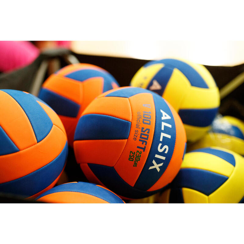 Volejbalový míč V100 Soft 230–250 g oranžovo-modrý