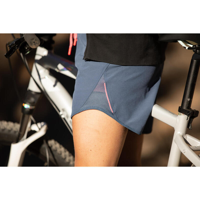 CULOTE CICLISMO MTB CORTO MUJER CON SHORT ROCKRIDER ST 500 NEGRO ROSA