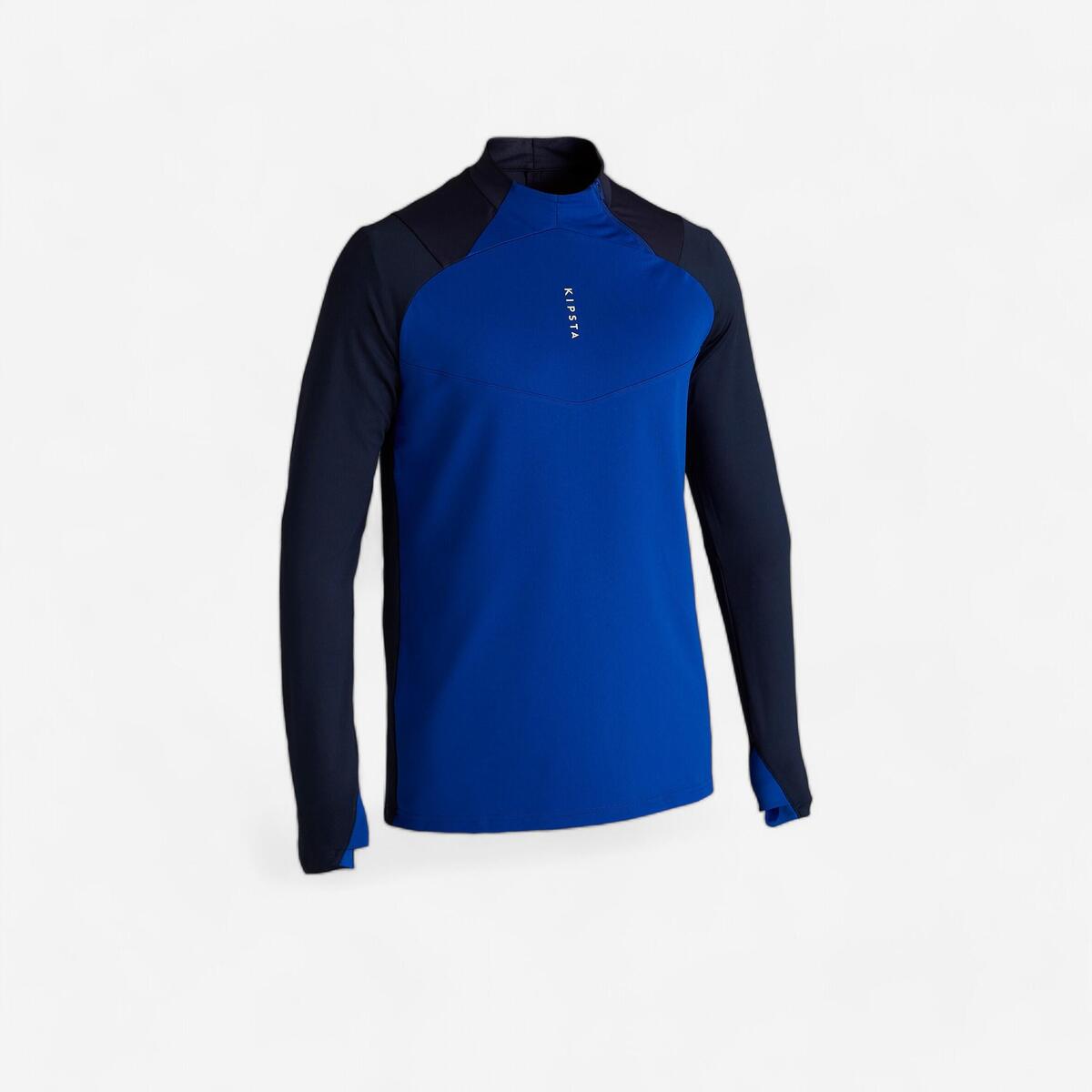 Sweat de football 1/2 zip adulte T500 bleu