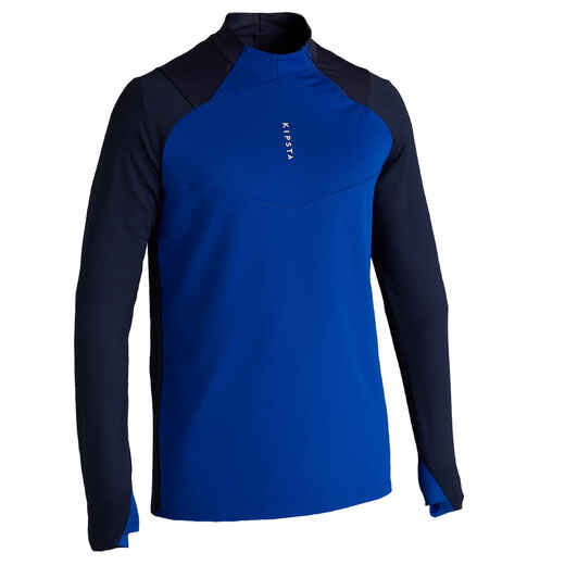 
      Trainingsshirt Fussball T500 1/2 Zip Erwachsene blau
  