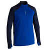 Trainingsshirt Fussball T500 1/2 Zip Erwachsene blau
