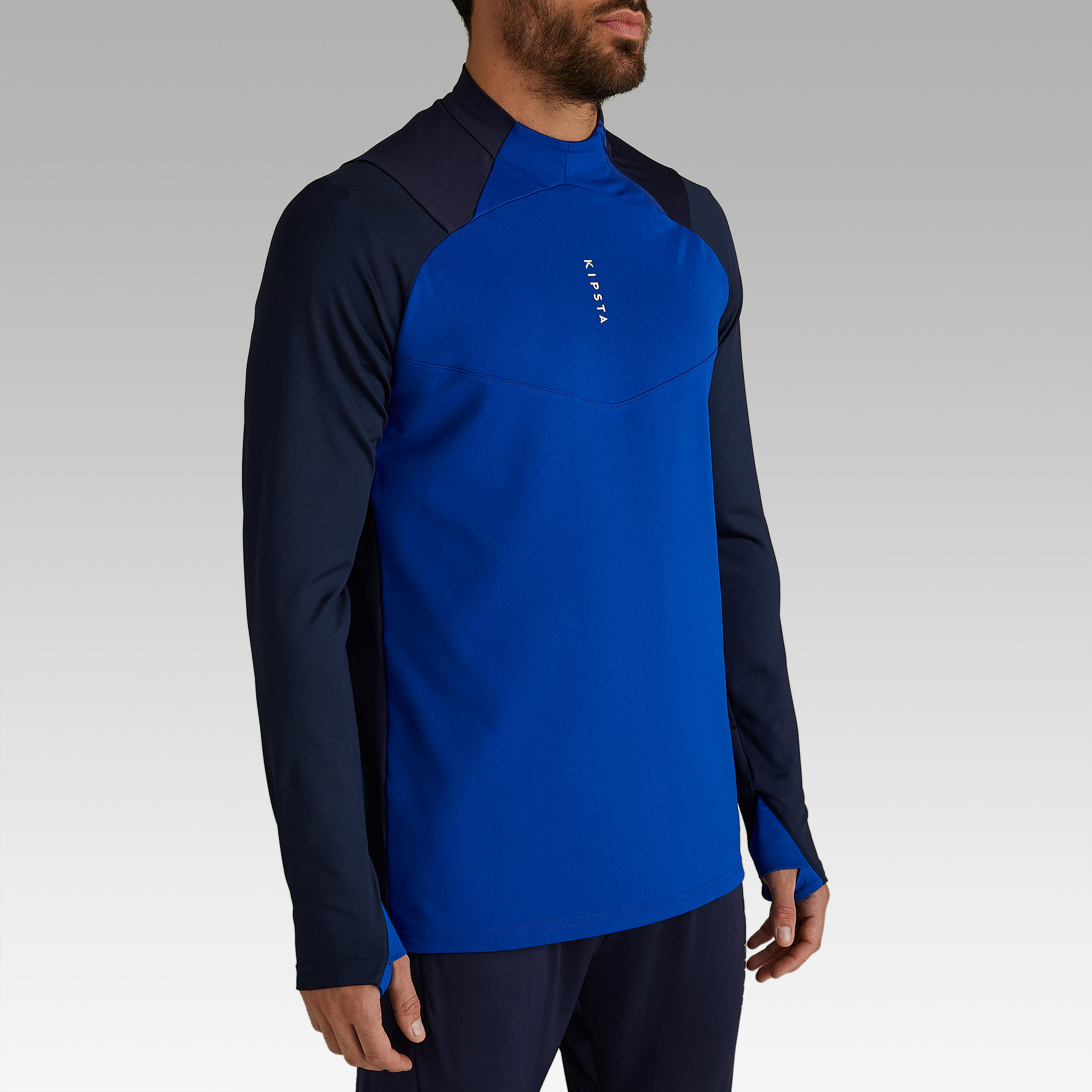 T500 Adult 1/2 Zip Football Sweatshirt - Blue 3/14