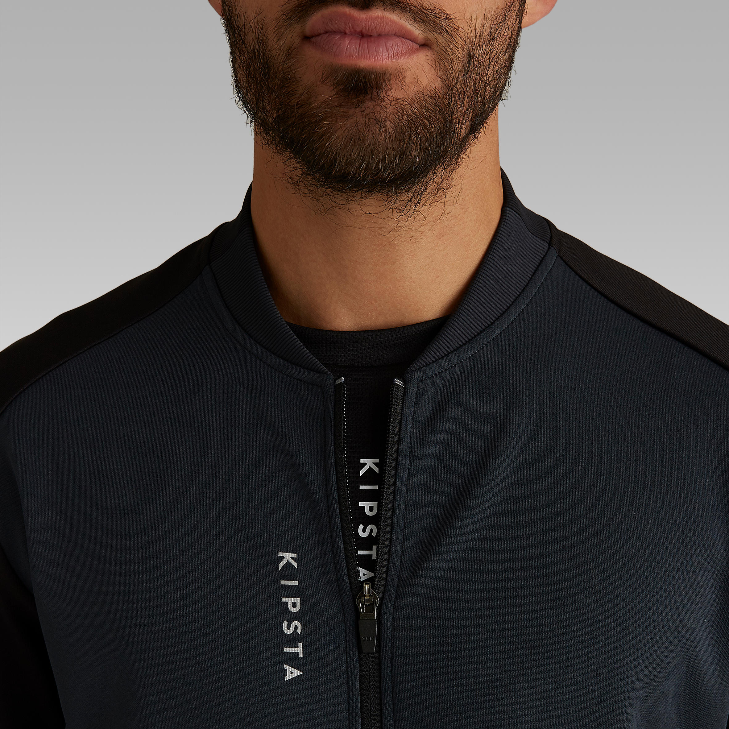 Chaqueta de Fútbol Kipsta T100 adulto negro carbono 8/12