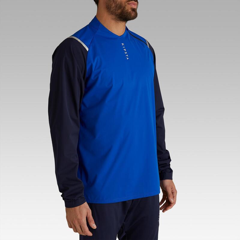 Bluză impermeabilă protecție vânt fotbal T500 albastru Adulţi 
