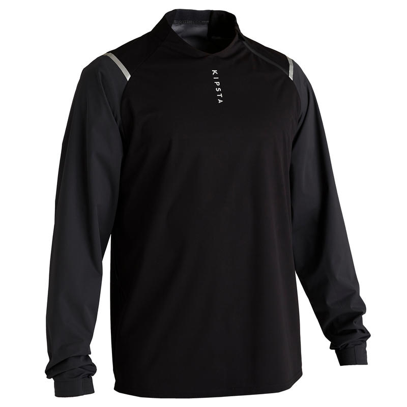 Rompevientos de fútbol impermeable adulto T500 negro carbono Rompevientos de fútbol impermeable adulto T500 negro carbono