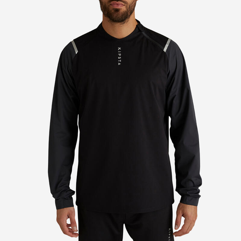 Bluză impermeabilă fotbal T500 Negru Adulţi 