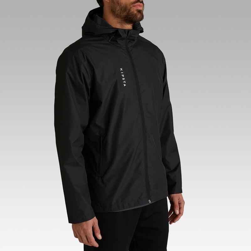 T100 Adult Football Waterproof Jacket - Black