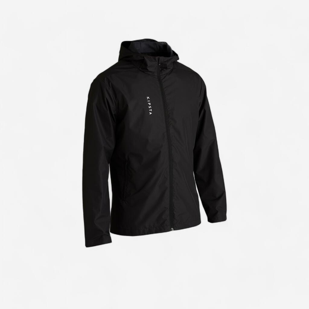 Chaqueta impermeable de fútbol para adulto Kipsta T100 negro