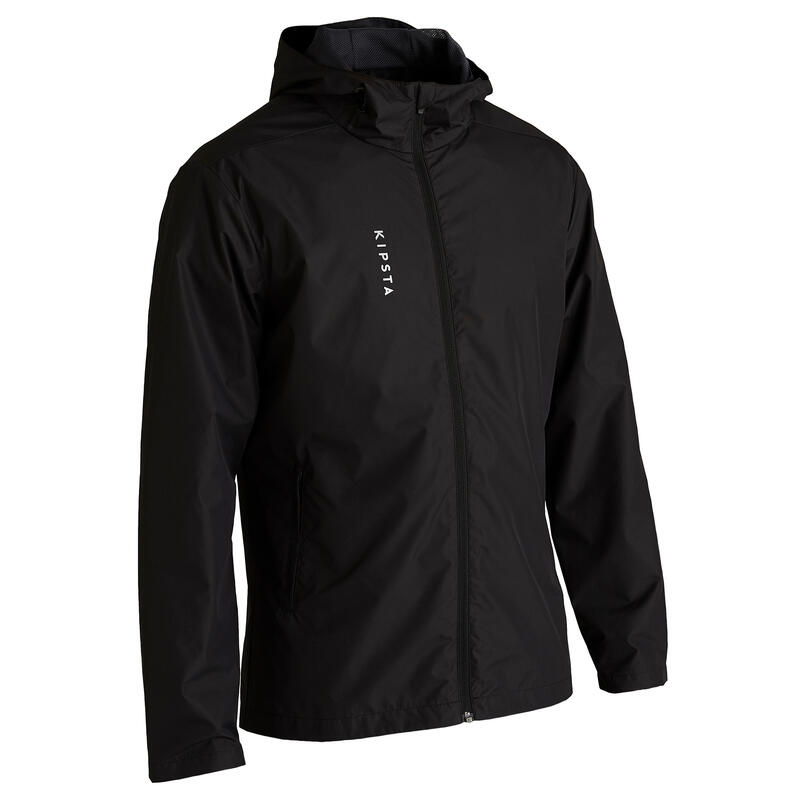 Damen/Herren Fussball Regenjacke wasserdicht - T100 schwarz