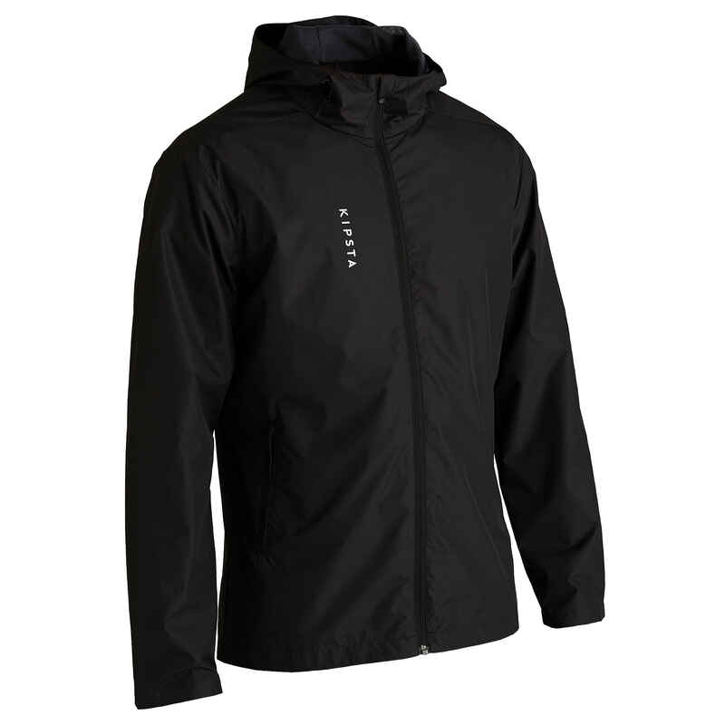 T100 Adult Football Waterproof Jacket - Black - Decathlon