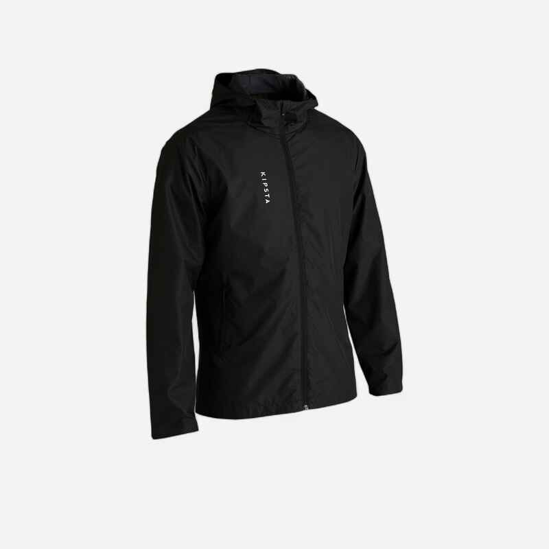 T100 Adult Football Waterproof Jacket - Black